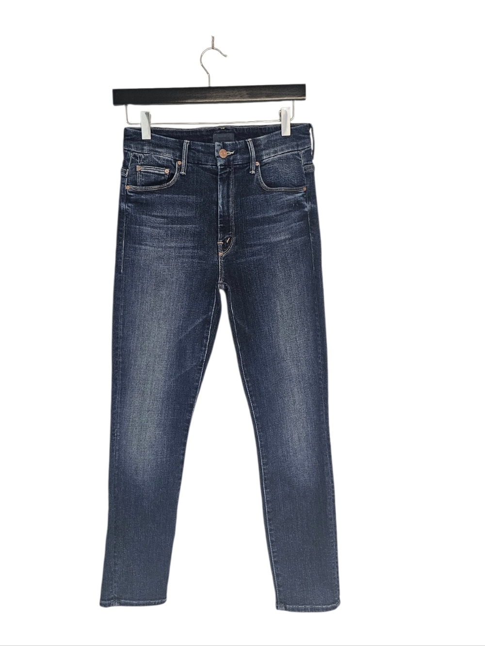 MOTHER High Waisted Looker Crop Skinny Pardon My French Blue Jeans 26 Preowned